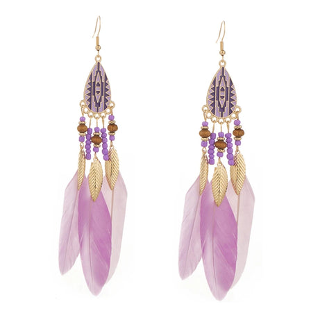 Dream Catcher Feather Leaf Tassel Earrings Jewelry