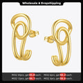 ENFASHION Interlaced Stud Earrings For Women Gold Color Geometric Piercing Earings Fashion Jewelry Friends Gifts Brincos E201186 - Charlie Dolly