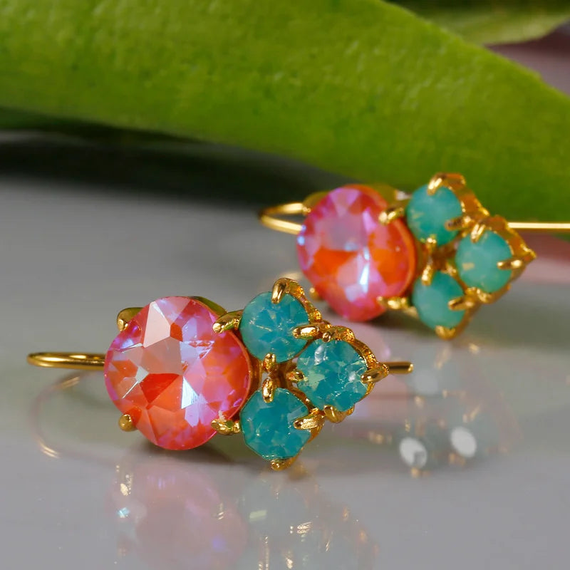 Elegant Boho Chic Gemstone Earrings, 925 Silver Plated Drop Design, Stylish Gift for Women