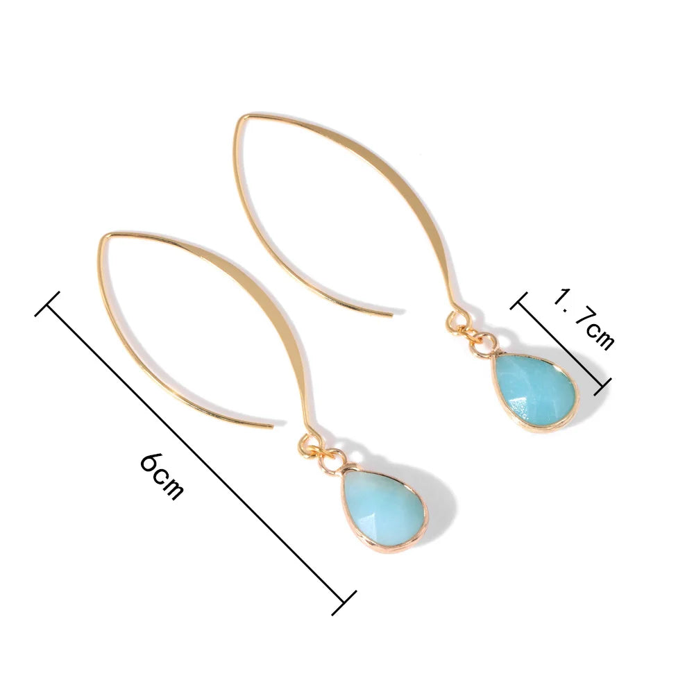 Tear Drop Earings For Women Natural Amethysts Pendant Drop Earrings Elegant Party Jewelry Women Long Dangle Earrings Femme Gifts