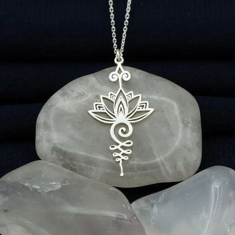 Hollow Lotus Flower Pendant Boho Necklace, Simple Sacred Bloom Talisman