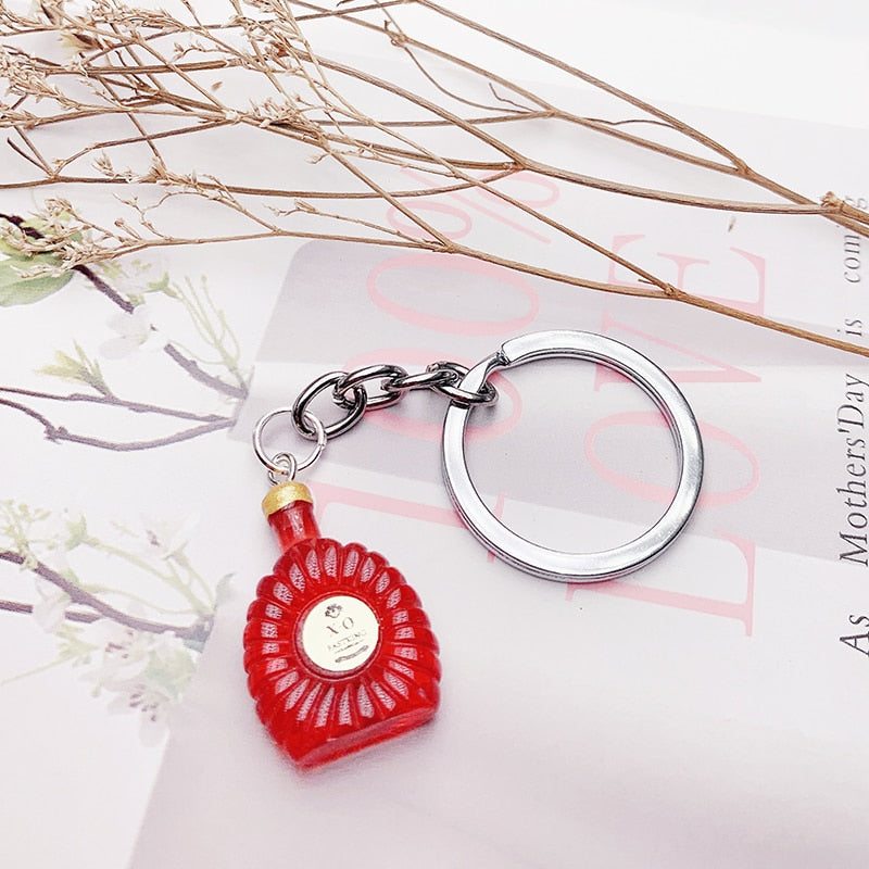 Wine Bottle Keychain Resin Simulation Mini Beer Cocktail Men Women Boyfriend Key Chain Alcohol Lovers Father's Day Gift - Charlie Dolly