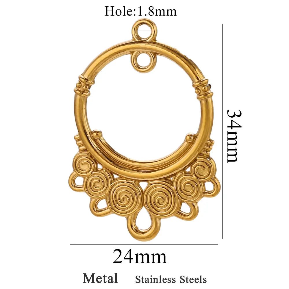 5pcs Stainless Steel Earring Connector Charms Boho Gold Hollow Pendants for Women DIY Jewelry Earring Necklace Making Wholesale