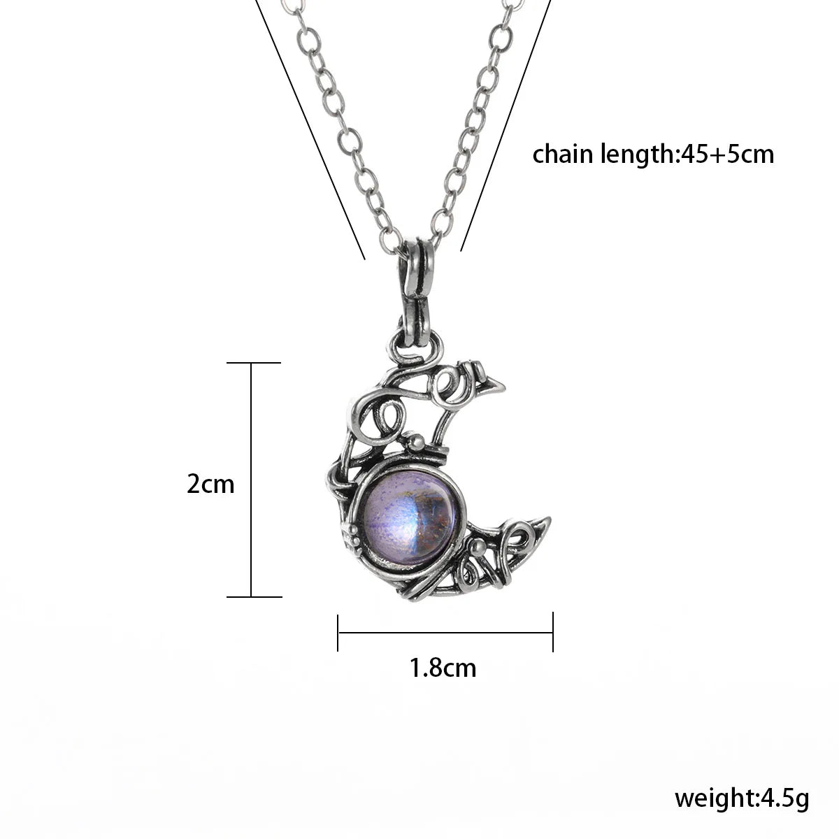 Gothic Black Cat Moon Pendant Necklace Vintage Aesthetic Crescent Kitten Moonstone Necklace for Women Men Halloween Jewelry Gift - Charlie Dolly