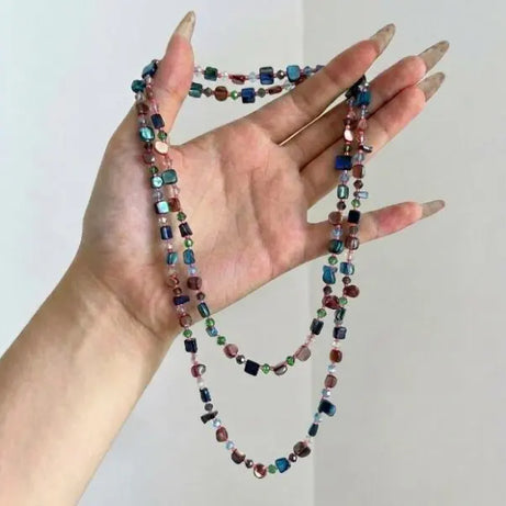 Irregular Stone Crystal Double Layer Necklace Jewelry
