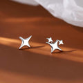VENTFILLE 925 Stamp Silver Gold Color Star Stud Earrings Women Girl Gift Cute Banquet Asymmetry Jewelry Dropshipping Wholesale - Charlie Dolly