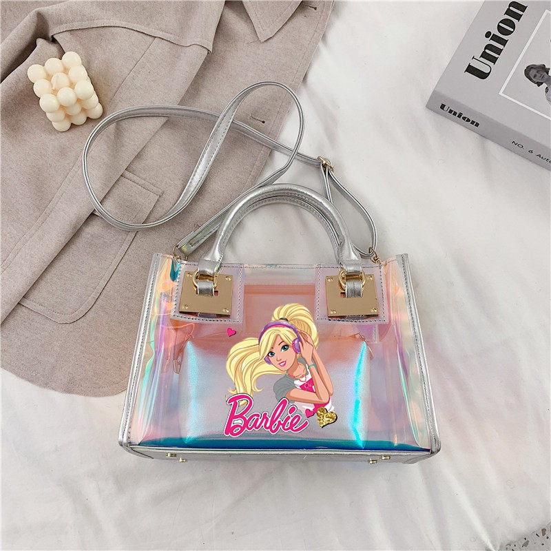 Barbie Princess Summer Transparent Handbag Anime Y2K Girls Lasers Beach Bag Shoulder Bag Ladies Tote Bags Pu Messenger Organizer - Charlie Dolly