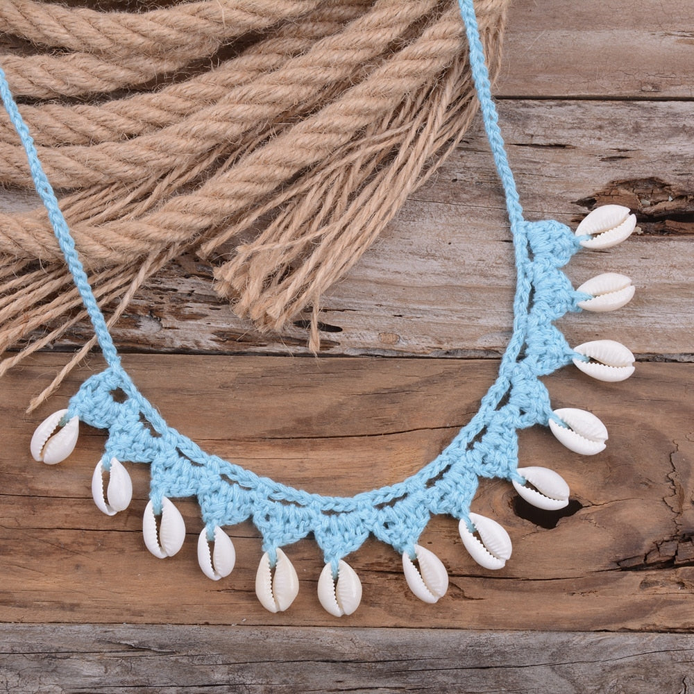 Women Shells Choker Necklaces Natural Sea Cowrie Shell Rope Chain Choker Necklace Summer Jewelry Girl Friendship Gifts Handmade - Charlie Dolly