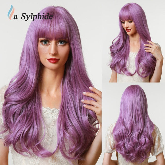 La Sylphide Synthetic Hair Wigs Cosplay Wig Long Wave Root Black Ombre Pink for Woman Heat Resistant Fiber Daily Party Wig - Charlie Dolly