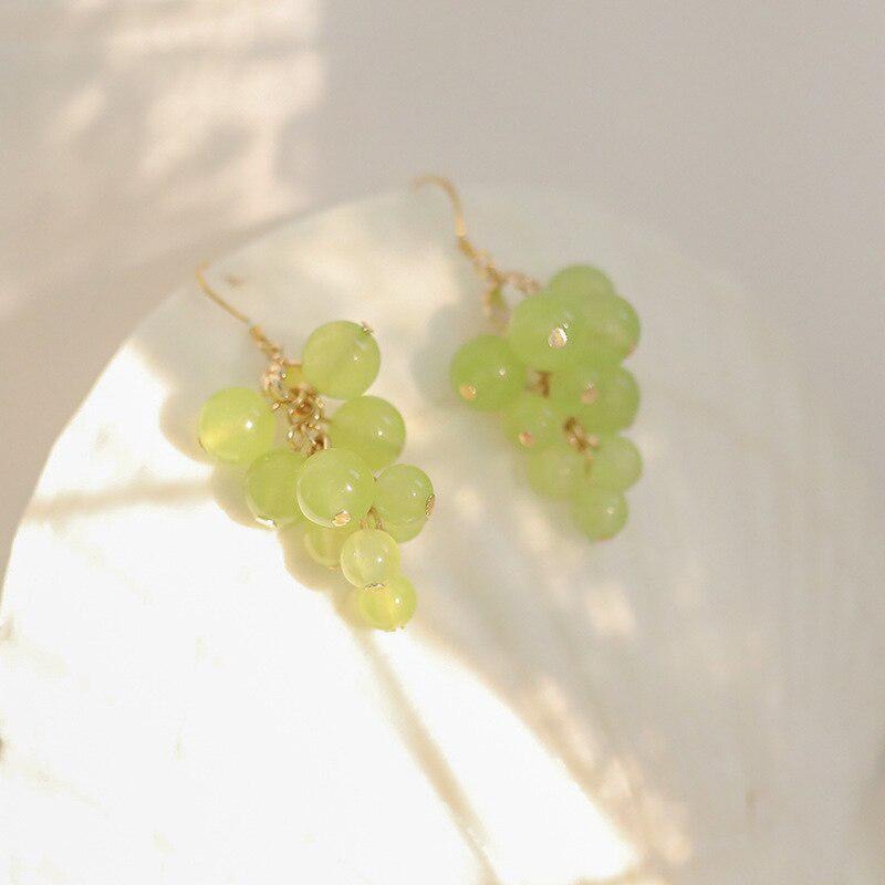 Fashion Grape Earrings for Women Simple Cute Fruit Green Beads Drop Dangle Hook Earring Party Trendy Jewelry Accessories Gift - Charlie Dolly
