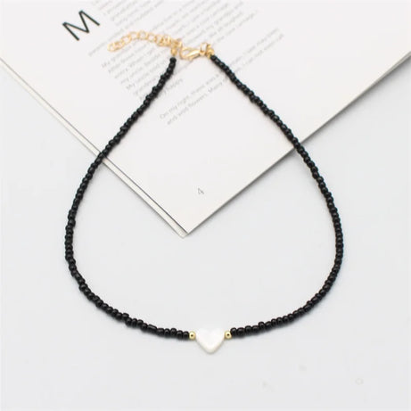 Heart Shell Boho Beaded Choker Necklace
