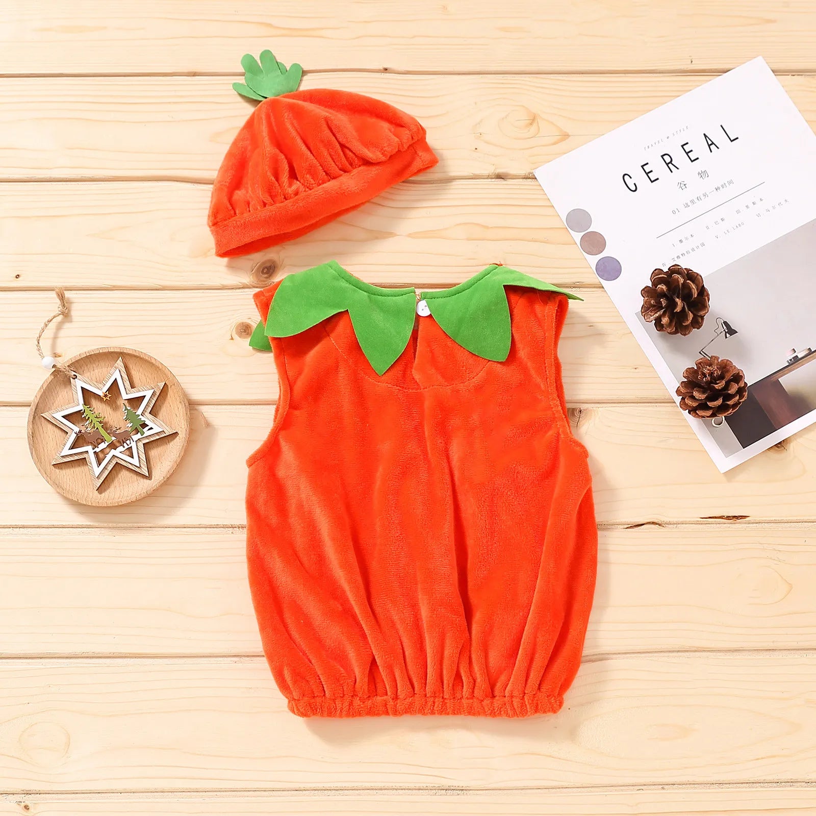 Halloween Costume For Infant Boys Girls Sleeveless Hood Jumpsuit Baby Party Cosplay Pumpkin Warm Soft Cotton Clothing 0-3Years - Charlie Dolly