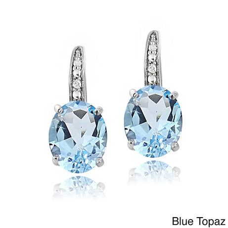 925 Sterling Silver Gemstone Hoop Earrings, Colorful CZ 18K Gold-Plated Jewelry
