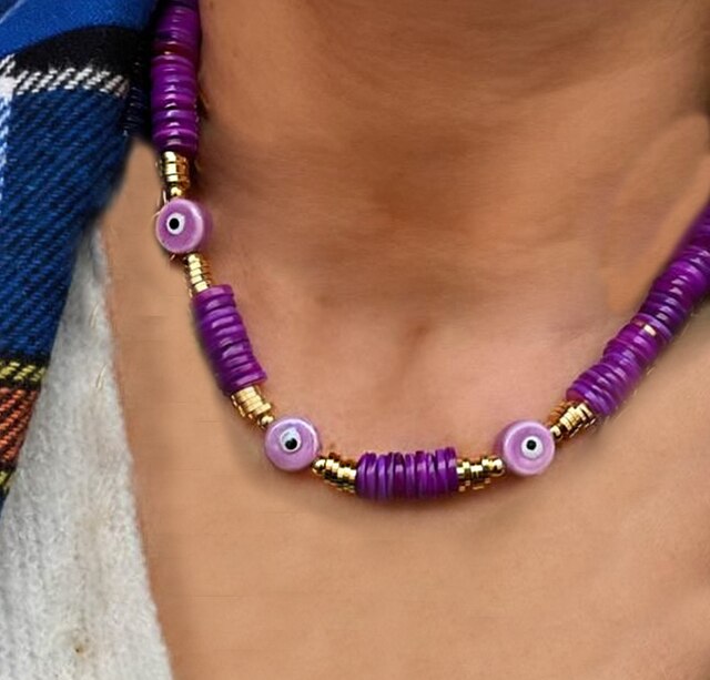 Summer Fashion Classic Irregular Green Shell Stone Short Necklace OT Button Copper Alloy Sea Shell Pendant Beach Choker Gift - Charlie Dolly