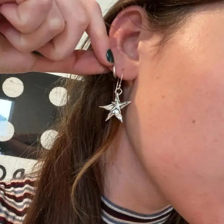 Silver Moon Star Celestial Dangle Earrings Jewelry