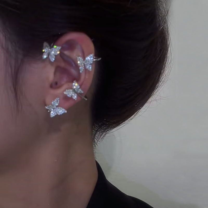 Shining Zircon Butterfly Ear Cuff Earrings for Women Girls Fashion 1pc Non Piercing Ear Clip Ear-hook Party Wedding Jewelry Gift - Charlie Dolly