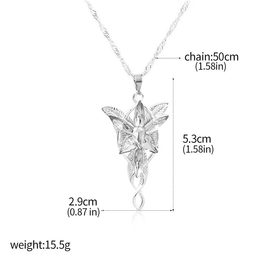 Arwen Evenstar Elf Princess Pendant Necklace, Crystal Twilight Star Fantasy Talisman