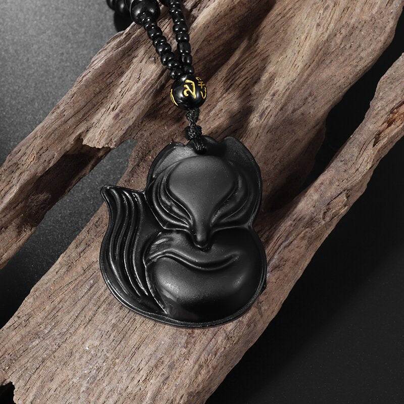 Fashion Frosted Obsidian Sakyamuni Buddha Head Charm Men and Women Amulet Necklace Buddhist Religious Jewelry
