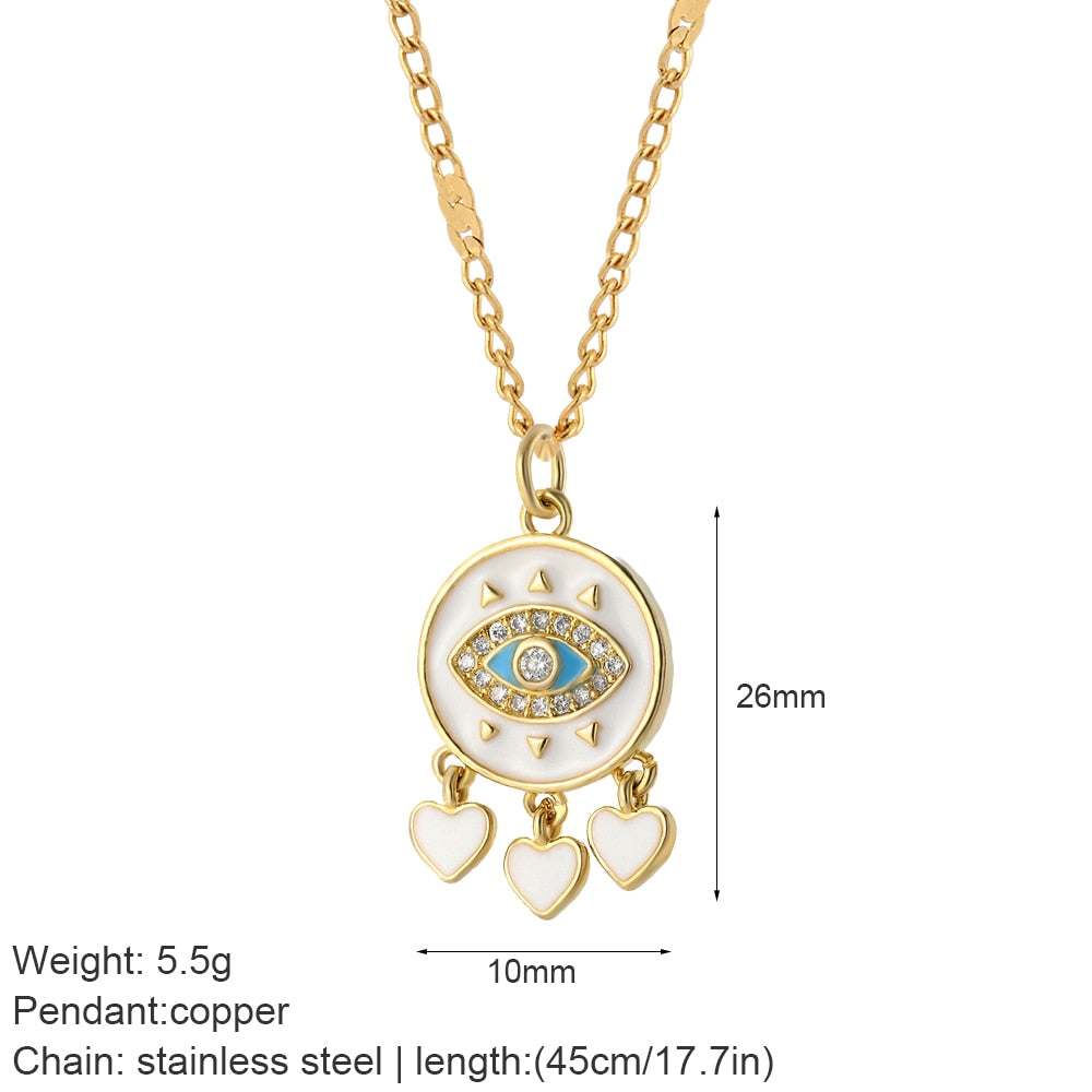 Heart Evil Blue Eye Sun Necklace for Women Cute Dog Bee Elephant Gold Color Pendant Woman's Collars Long Stainless Steel Chains - Charlie Dolly