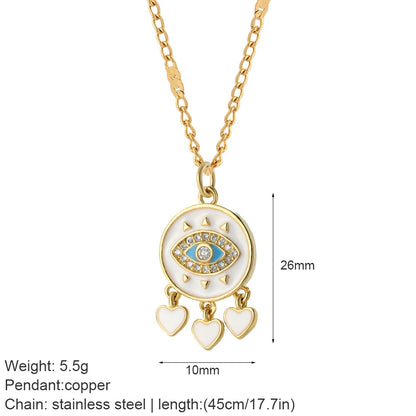 Heart Evil Blue Eye Sun Necklace for Women Cute Dog Bee Elephant Gold Color Pendant Woman&#39;s Collars Long Stainless Steel Chains