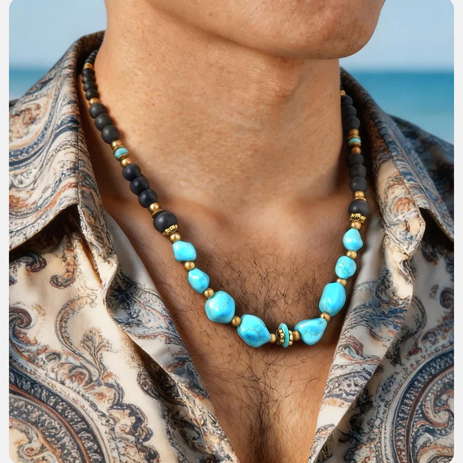 Natural Stone Unisex Beaded Necklace