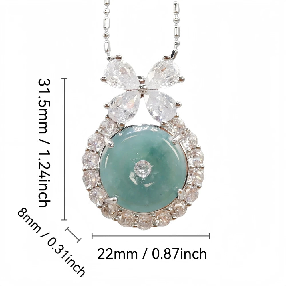 925 Silver Inlay Burmese Jade Adjustable Flower Gourd Butterfly Pendant Ring Emerald Rose Natural Green Women Jewelry Customized