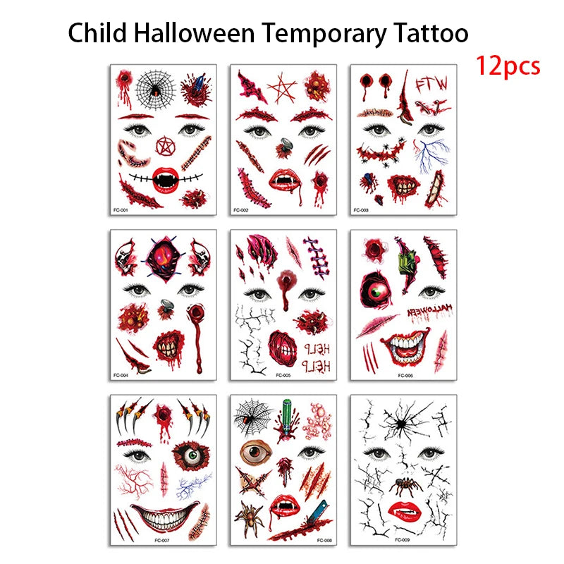 4-10pcs/set Halloween Bloody Wound Temporary Tattoo Stickers DIY Simulation Scar Cosplay Tattoo Halloween Theme Party Decoration - Charlie Dolly