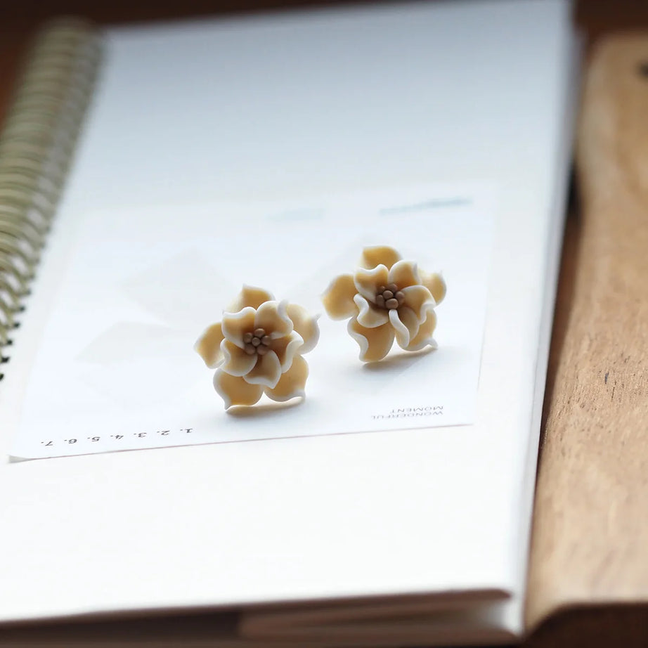 3D Clay Flower Statement Stud Earrings Jewelry