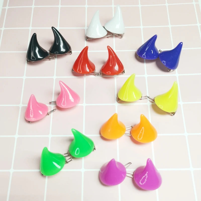 2pcs Small Demon OX Horn Hairpins Party Cosplay Costume Pin Hairpins Costume Horn Halloween Hair Accessories Hairclip - Charlie Dolly