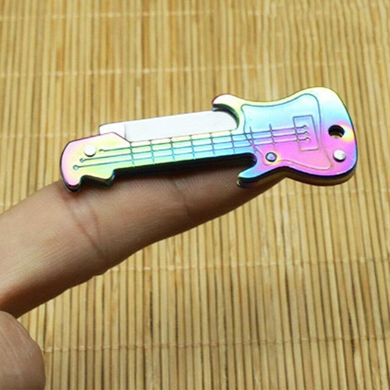 Mini Guitar Key Knife Stainless Steel Folding Knife Household Self-Defense Pocket Portable Tools Can Be Made Of Key Chain - Charlie Dolly