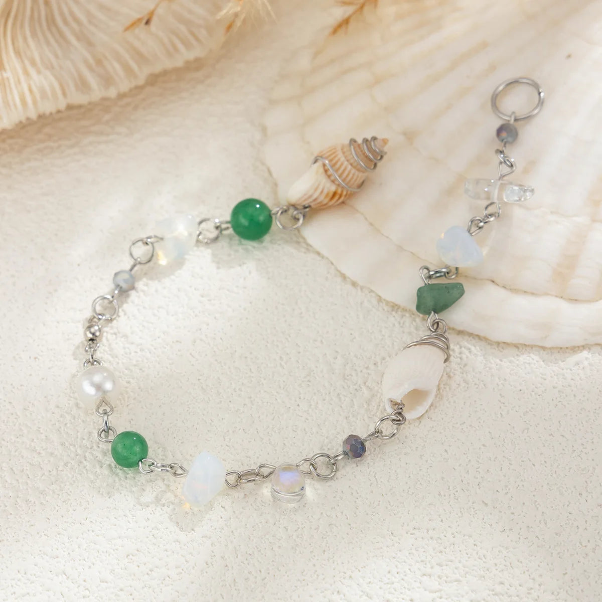Boho Hair Chain Seashell & Drusy Fringe Hair Jewelry Natural Stone Braid Accent Beach Festival Hair Accessories