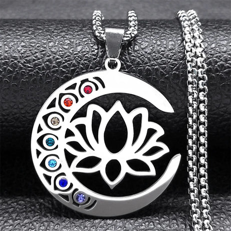 Lotus Moon Chakra Pendant, Sacred Yoga Meditation Amulet