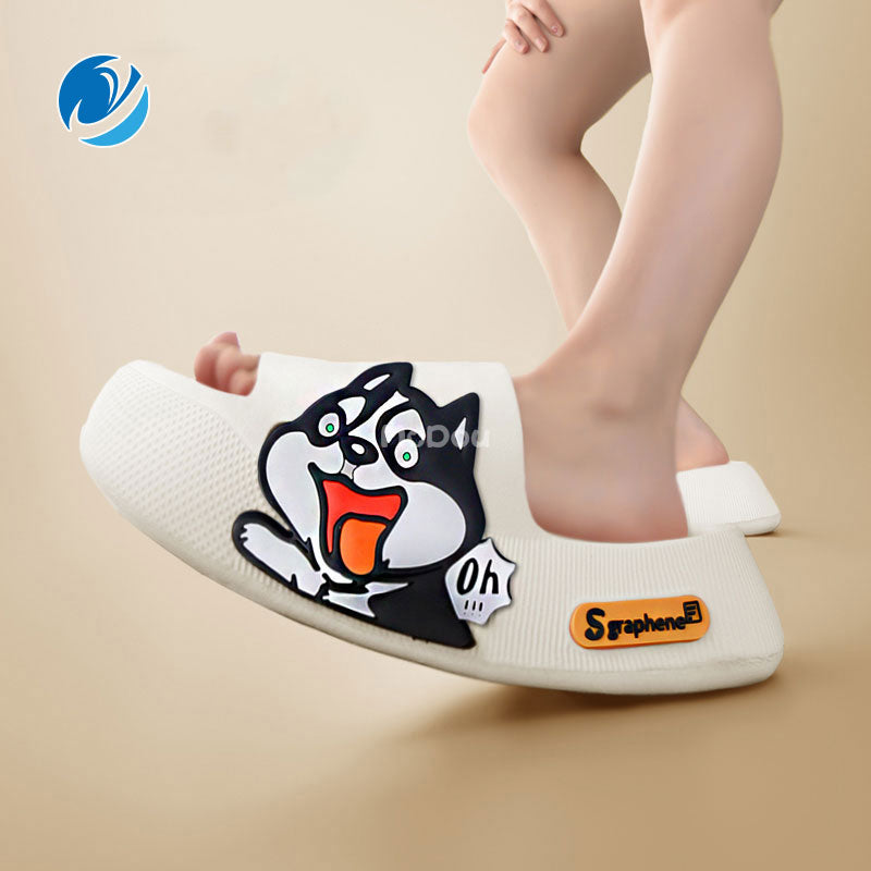 Mo Dou 2023 New Summer Slippers Cute Dog Sticker Thick Sole Soft Women Sandals Bathroom Beach Indoor Outdoor Men Slides Cool - Charlie Dolly