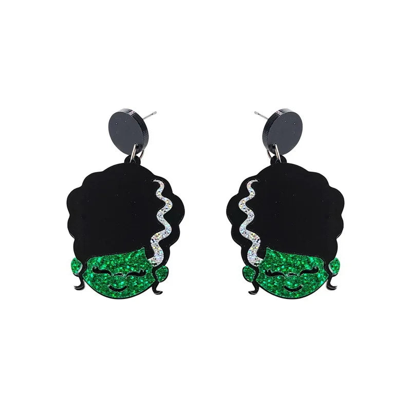halloween Jewelry Spooky Acrylic Cute Trick Or Treat Lollipop horror Call me Knife Pumpkin Earrings - Charlie Dolly
