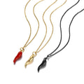 Italian Horn Red Necklace Black Gold Silvertone Black Lucky Charm Necklace Small Cornetto Pendant Jewelry for Women Amulet Horn - Charlie Dolly