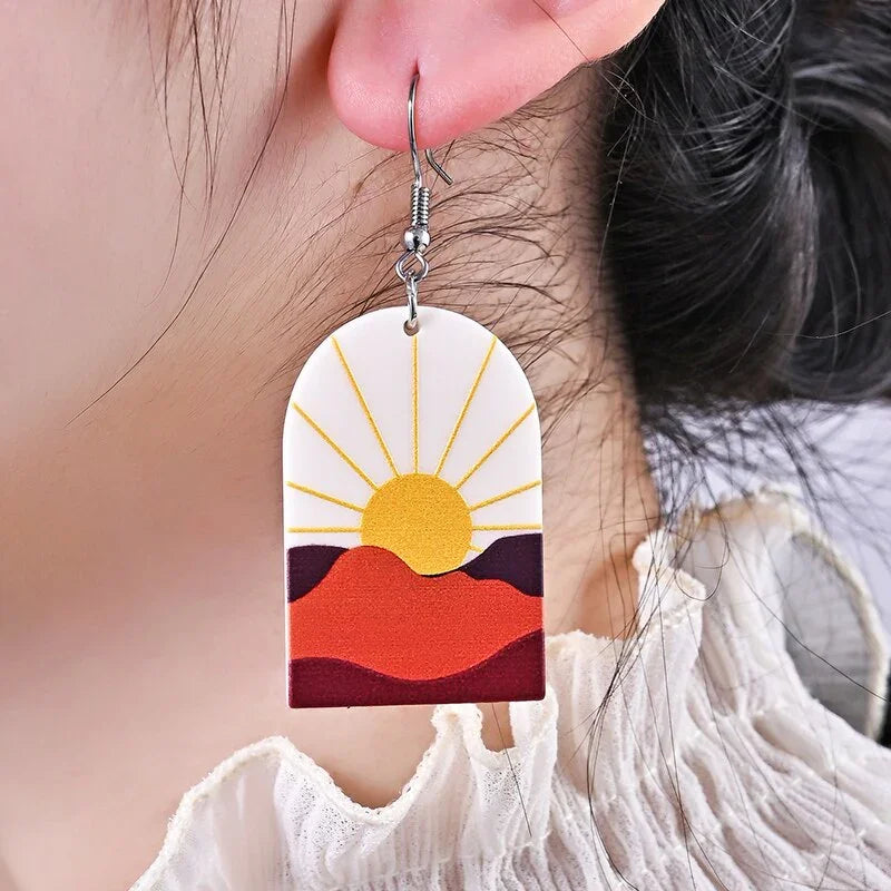 Japan Style Fashion Acrylic Tanjiro Earrings Demon Earrings Anime Cosplay Hanafuda Drop Long Earrings for Women Girls Jewelry - Charlie Dolly