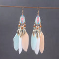 Boho Long Feather Dangle Women's Earrings Beach Long Tassel Beads Handmade Flower Enamel Earrings Bride Wedding Pendientes Mujer - Charlie Dolly