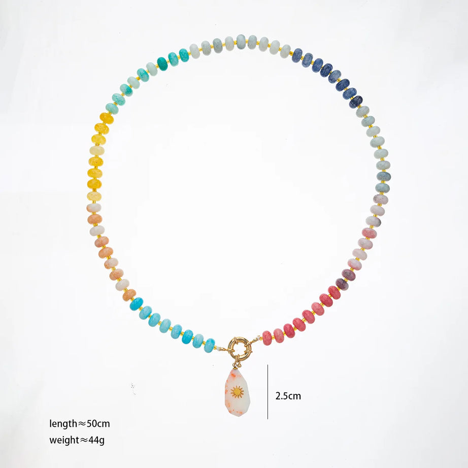 Chunky Rainbow Stone Beach Necklace