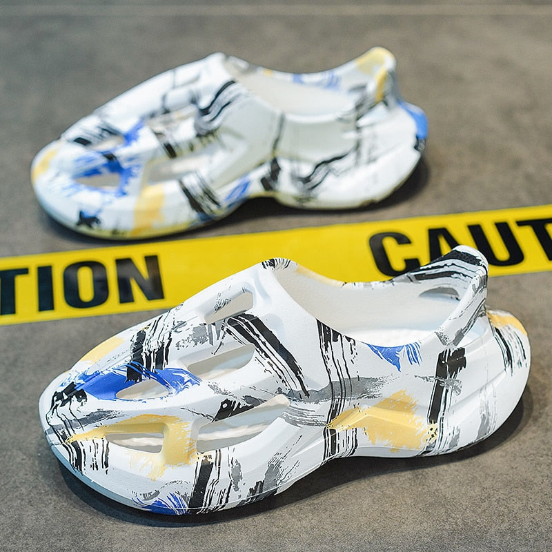 Unisex Beach Sandals EVA Women Men Hollow Garden Shoes Tie-dyed Designer Hole Slippers Sneakers Water Shoes Slip on Foam Runner - Charlie Dolly