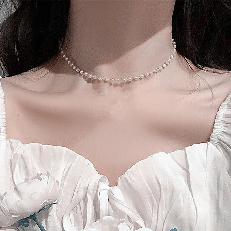 جديد الخرز المرأة سلسلة عنق Kpop اللؤلؤ المختنق قلادة الذهب اللون القوطي Chocker مجوهرات على الرقبة قلادة 2026 طوق لفتاة