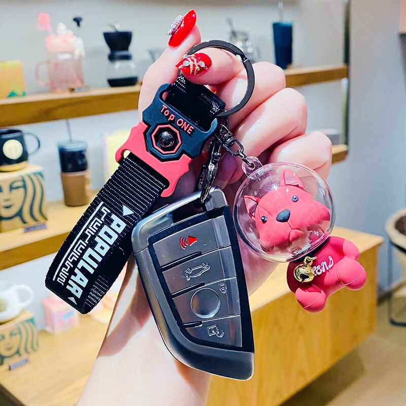 Creative Space Law Bucket Dog Keychain Cute Cartoon Trend Car Key Chain French Bulldog Bag Charm Pendant Exquisite Accessory - Charlie Dolly
