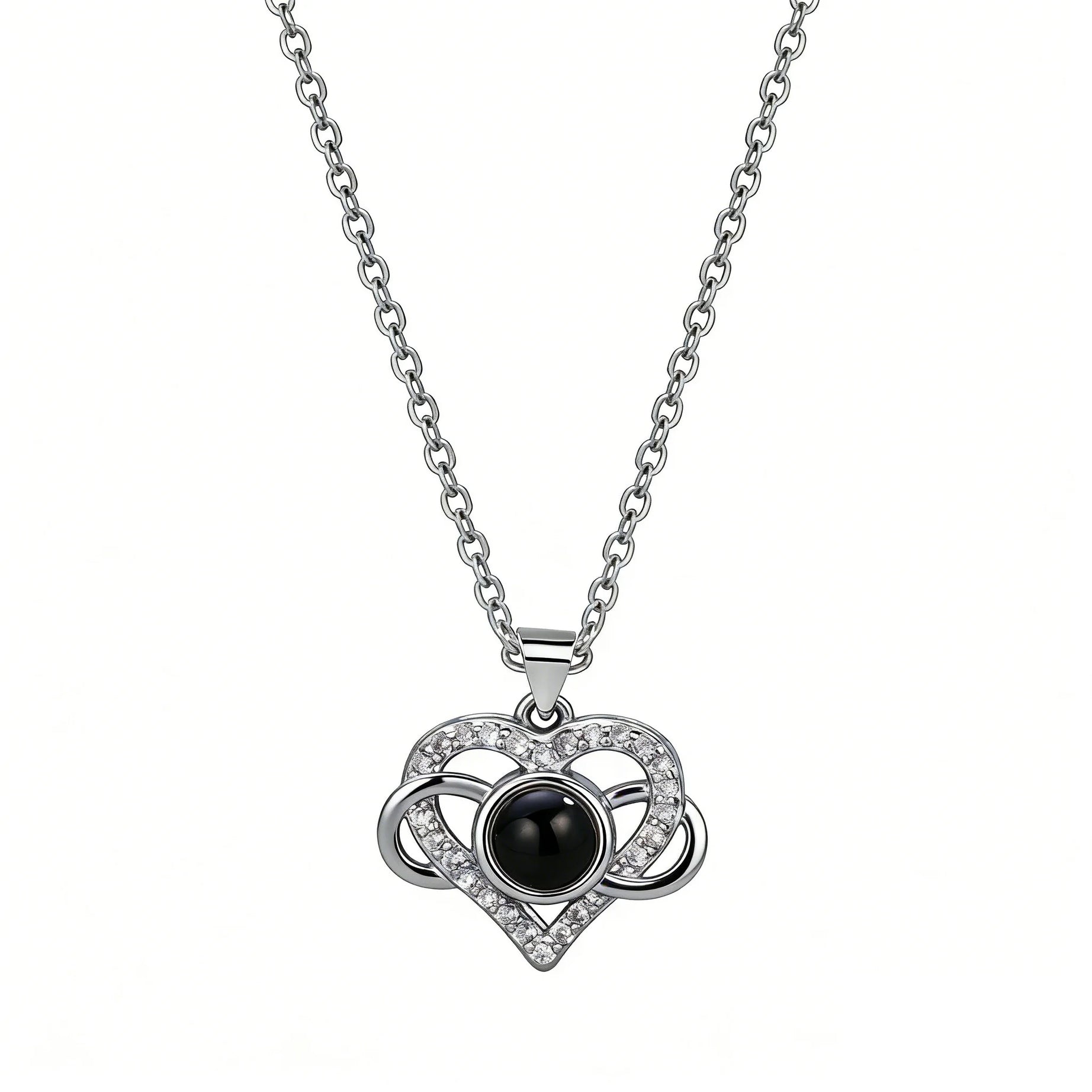 Projection Necklace, I Love You in 100 Languages, Zircon Heart Pendant Gift