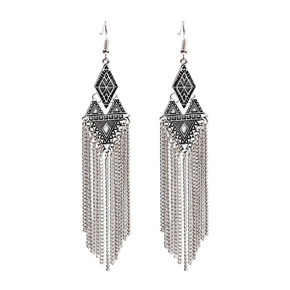 Afghan Silver Plated Ethnic Earrings Jewelry