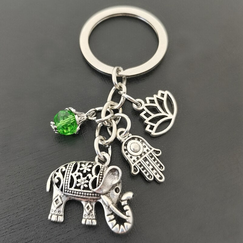 1pc I Love Yoga Thailand Bohemia Elephant Lotus Pendants Keychain Om Ohm Aum Jewelry Keyring Gift For Women Souvenirs - Charlie Dolly