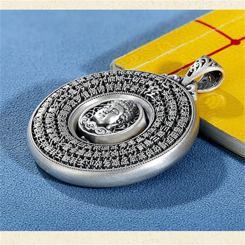 Blessing Heart Sutra Buddha Pendant For Women Men Jewelry Rotatable Tathagata Paramita Scriptures Necklace Male Accessories - Charlie Dolly