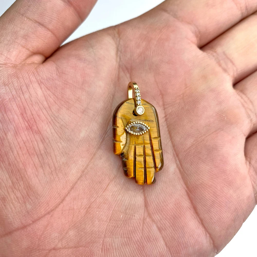 Lucky Natural Stone Fatima Hand Charms 1Pc Blue Lapis Lazuli Evil Eye Hand Pendant For Jewelry Making Earrings DIY Necklace