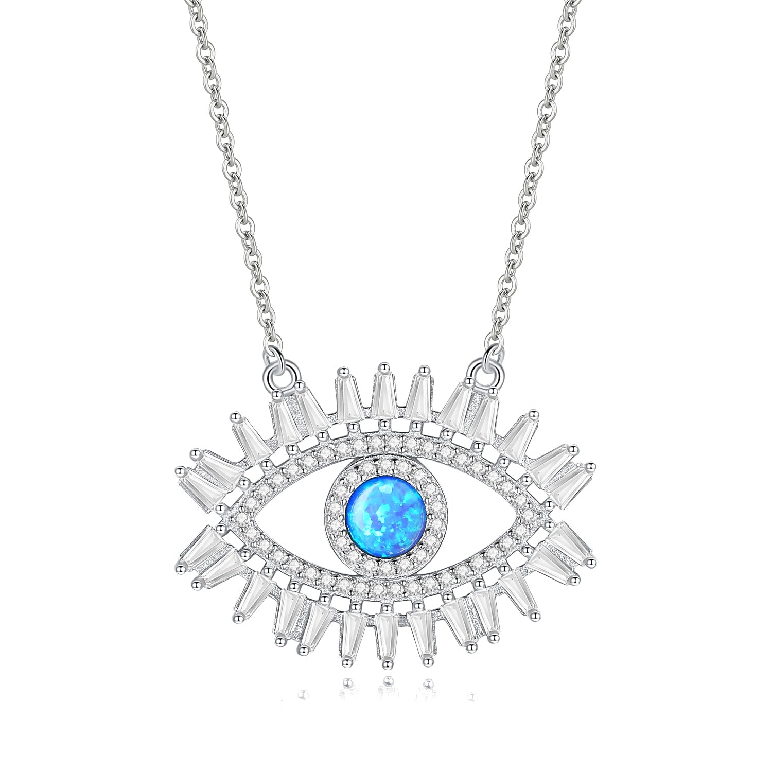 KALETINE 925 Sterling Silver Evil Eye Necklaces Women Gift Crystal CZ Lucky Turkish Blue Eye CZ Necklace Fine Turkey Jewelry - Charlie Dolly