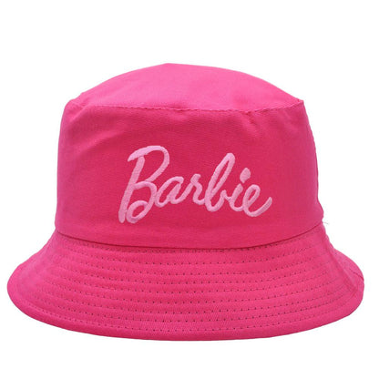 Fashion Barbie Fisherman Hat Kawaii Girls Embroidery Letter Women Outdoor Sunscreen Cap Summer Casual Beach Sunshade Caps Gifts