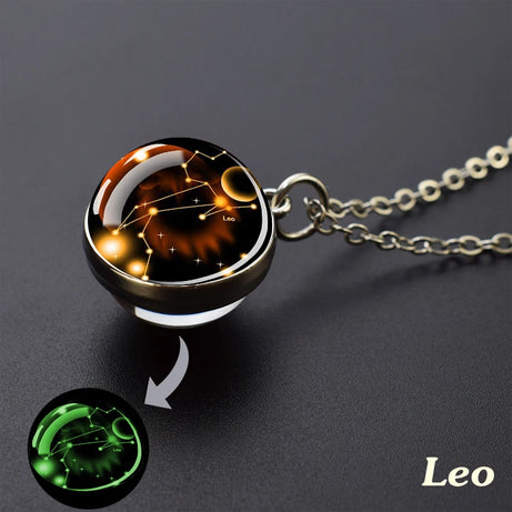 Zodiac Constellation Glow-in-the-Dark Pendant Necklace, Luminous Astrology Talisman
