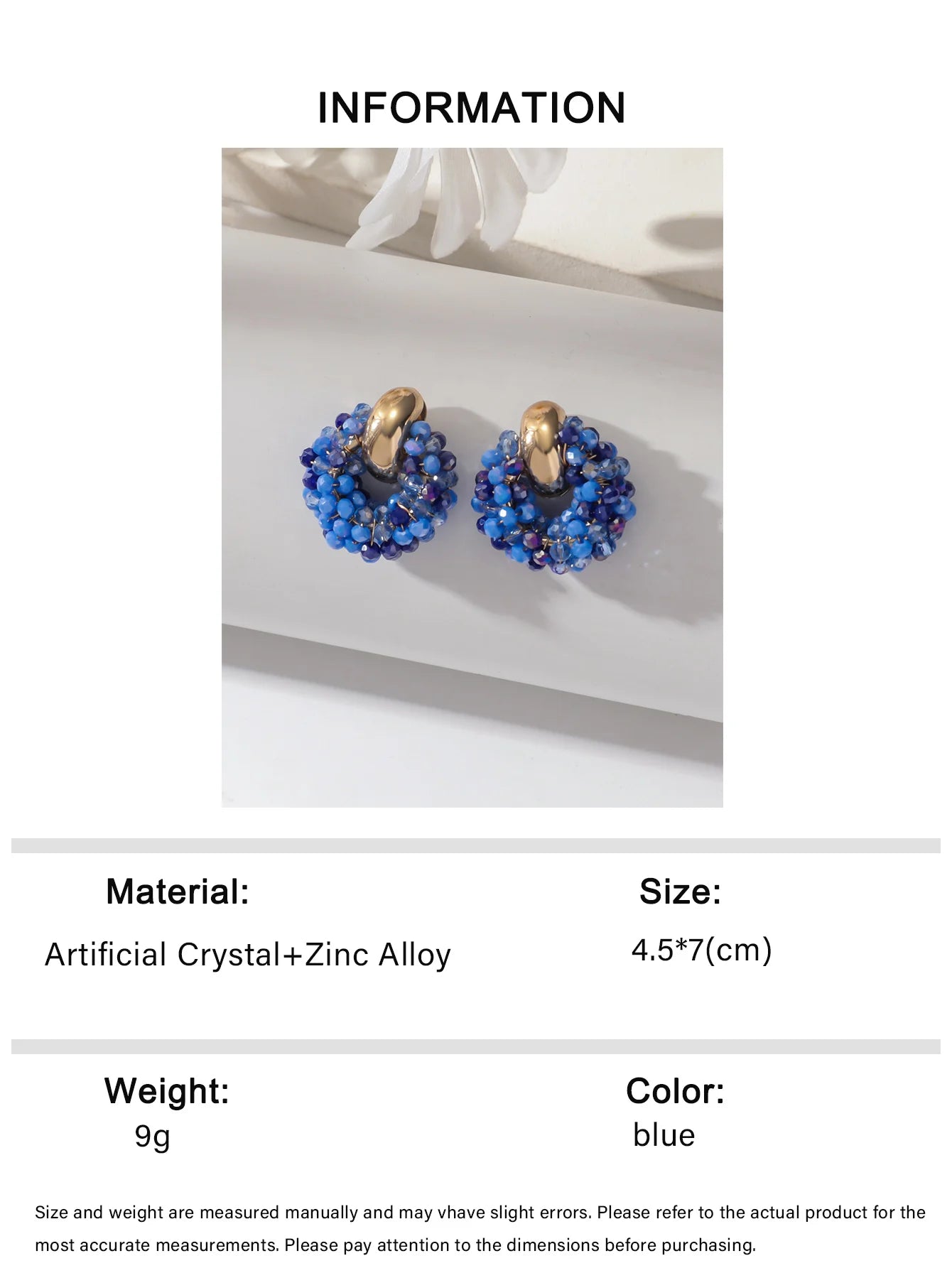 Boho Elegant Crystal Beads Drop Earrings for Women Luxury Geometric Dangle Summer Beach Party Jewelry